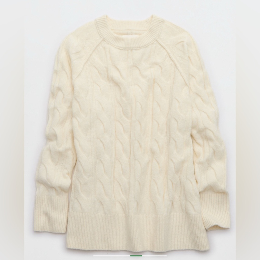 Aerie unREAL Cable Crew Sweater - Natural, Medium - Picture 4 of 6